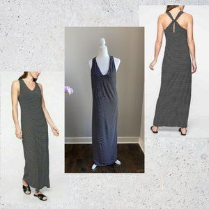 Athleta Stripe B&W Getaway Maxi Dress Medium